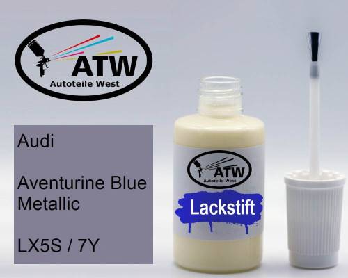 Audi, Aventurine Blue Metallic, LX5S / 7Y: 20ml Lackstift, von ATW Autoteile West.